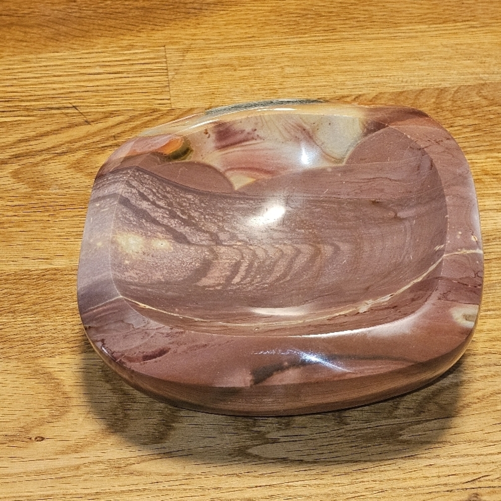 Polychrome Jasper Dish With Beautiful Marbeling 2.32lbs (1052g)
